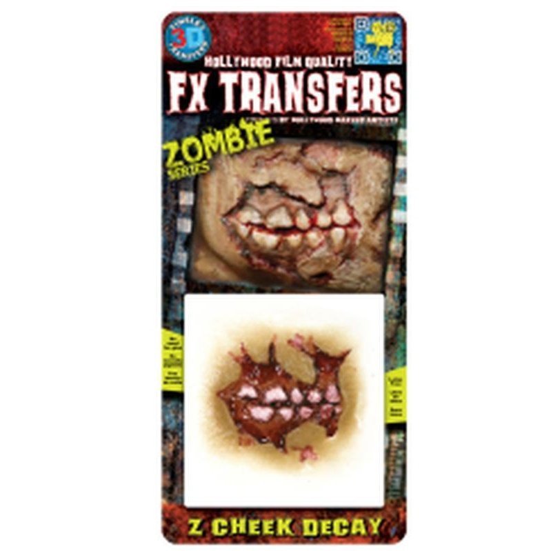 Zombie Cheek Decay - 3D FX Transfer - Small - Jokers Costume Mega Store