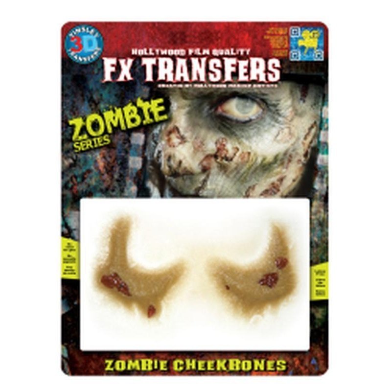Zombie Cheekbones 3D FX Transfer - Medium - Jokers Costume Mega Store
