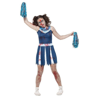 Zombie Cheerleader Costume, Blue - Jokers Costume Mega Store