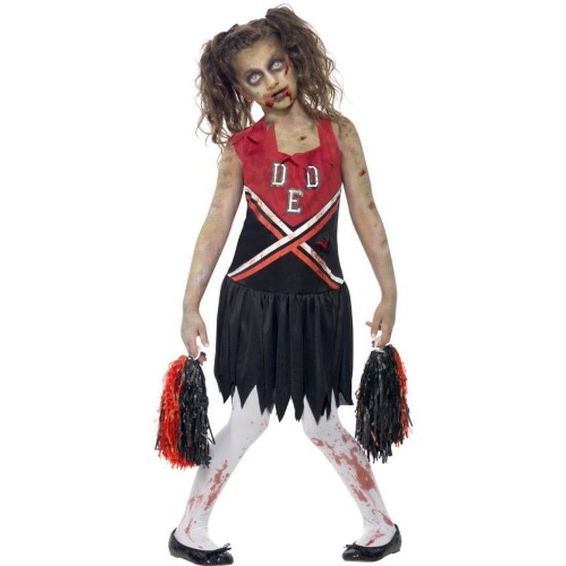 Zombie Cheerleader Costume, Red - Jokers Costume Mega Store