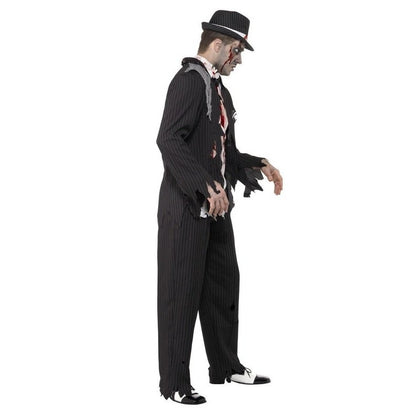 Zombie Gangster Costume, Black - Jokers Costume Mega Store