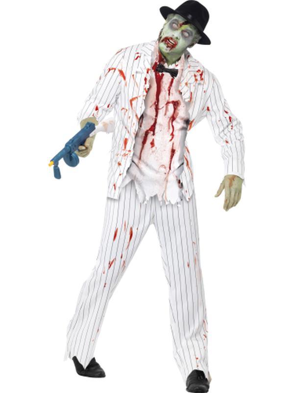 Zombie Gangster Costume, White - Jokers Costume Mega Store