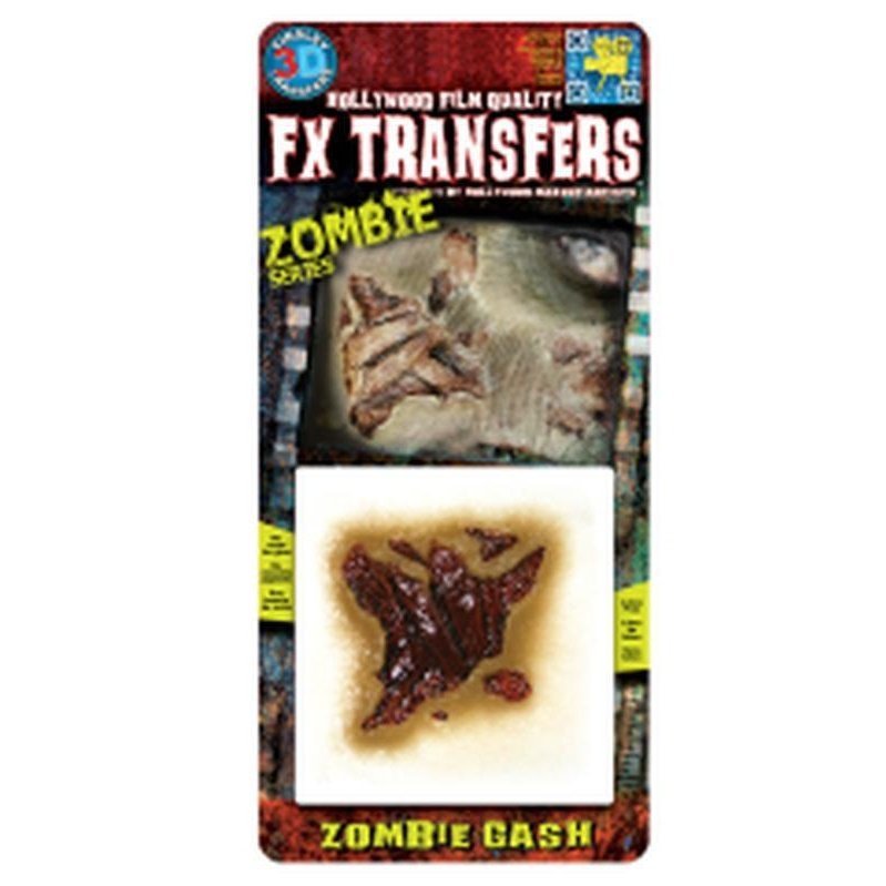 Zombie Gash 3D FX Transfer - Small - Jokers Costume Mega Store
