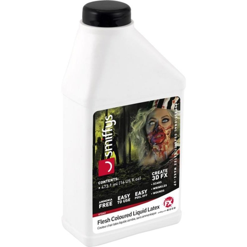 Zombie Liquid Latex, Low Ammonia, Flesh, 473.17ml - Jokers Costume Mega Store